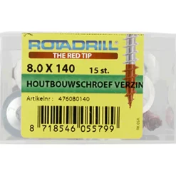 Rotadrill houtbouwschroef T40 verzinkt 8x140 mm 15 stuks