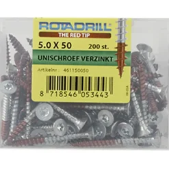 Rotadrill schroef universeel platkop T25 verzinkt 5x50 mm 200 stuks