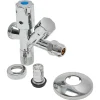 Sanivesk hoekstopkraan dubbele knelfitting met rozet en slangkop 1/2Mx10mmx3/4M chroom