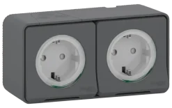 Schneider Electric Mureva Styl wandcontactdoos 2-voudig horizontaal IP55 antraciet