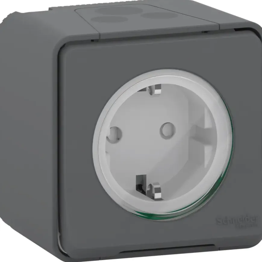 Schneider Electric Mureva Styl wandcontactdoos 1-voudig IP55 antraciet