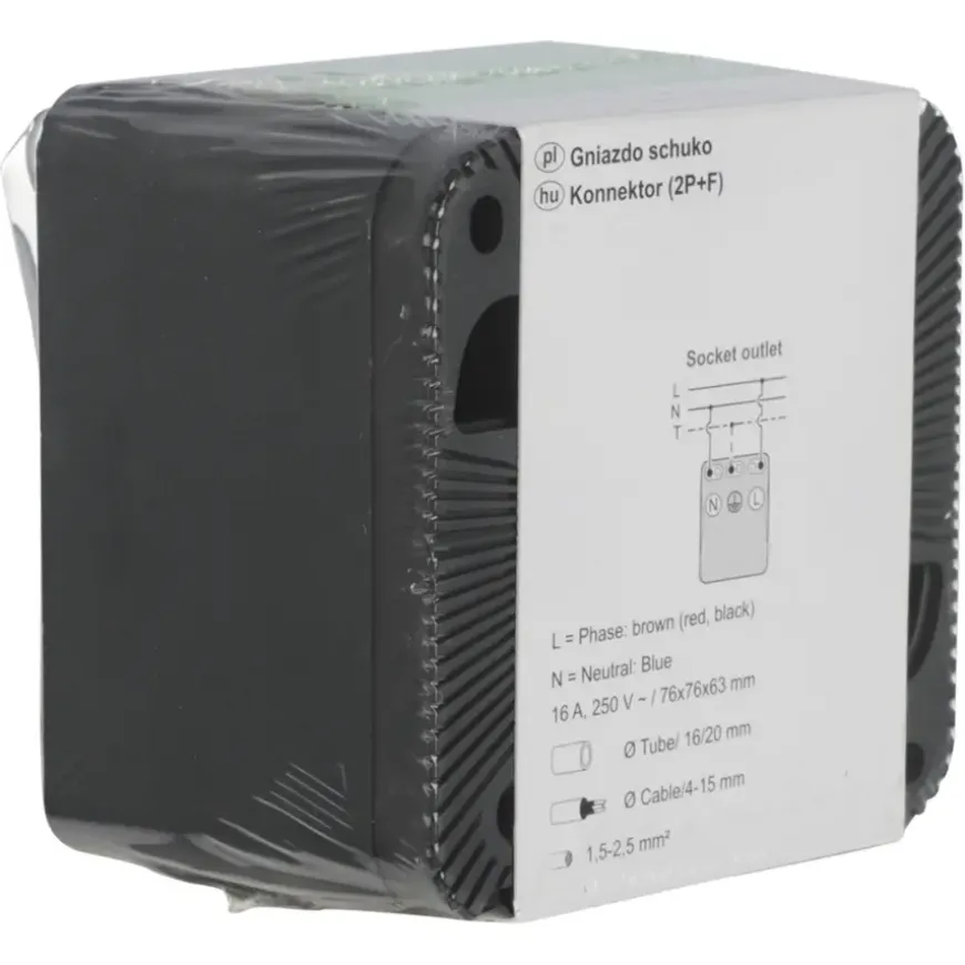 Schneider Electric Mureva Styl wandcontactdoos 1-voudig IP55 antraciet