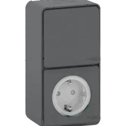 Schneider Electric Mureva Styl combinatie wandcontactdoos/wisselschakelaar IP55 antraciet