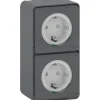 Schneider Electric Mureva Styl wandcontactdoos 2-voudig verticaal IP55 antraciet