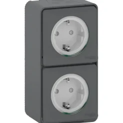 Schneider Electric Mureva Styl wandcontactdoos 2-voudig verticaal IP55 antraciet