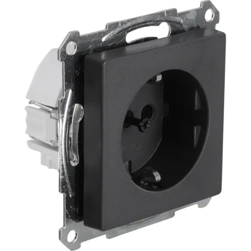 Schneider Merten System-M Enkel Geaard Stopcontact Antraciet