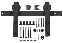 Schuifdeursysteem industrieel mat zwart complete set met hangrollen