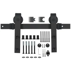 Schuifdeursysteem industrieel mat zwart complete set met hangrollen