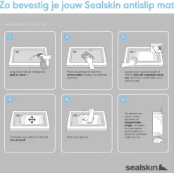 Sealskin antislip badmat Ribb 40x70 cm wit (inclusief zwarte haak)