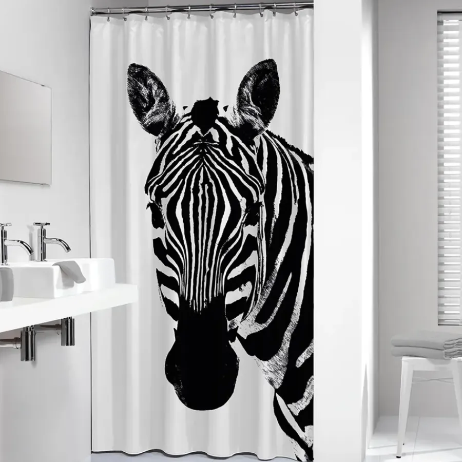 Sealskin douchegordijn zebra 180x200cm zwart/wit