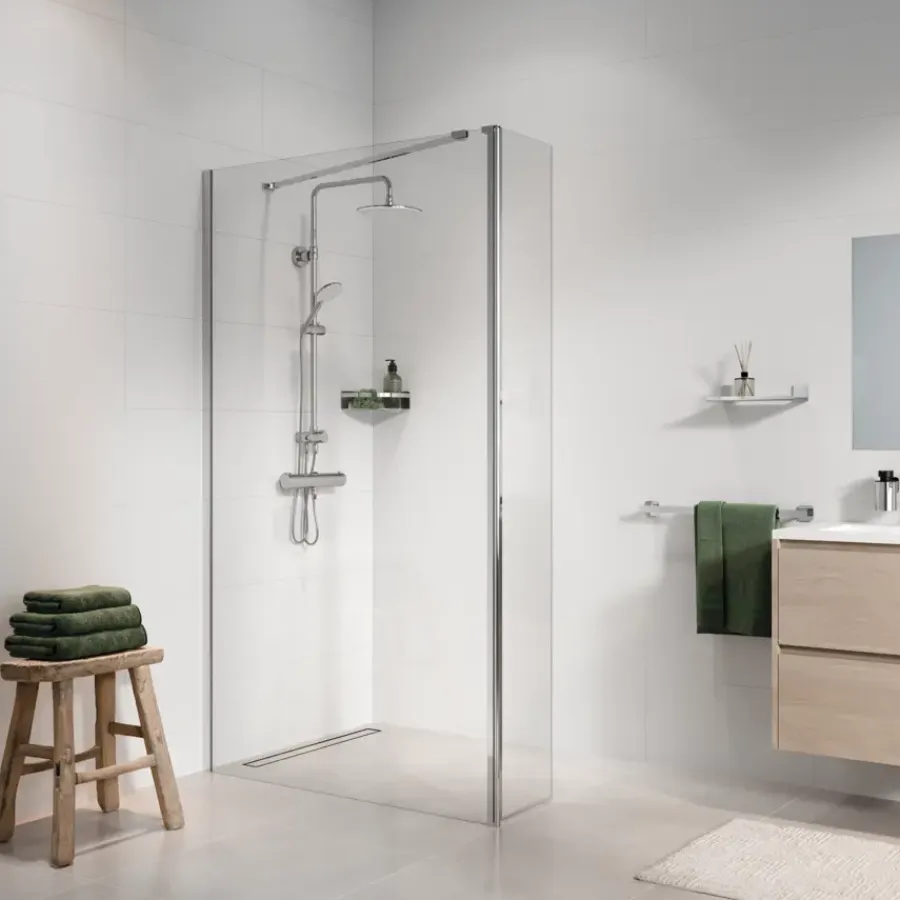 Sealskin Seev Draaibaar panel voor inloopdouche 30x195 cm, 6 mm helder veiligheidsglas Zilver hoogglans