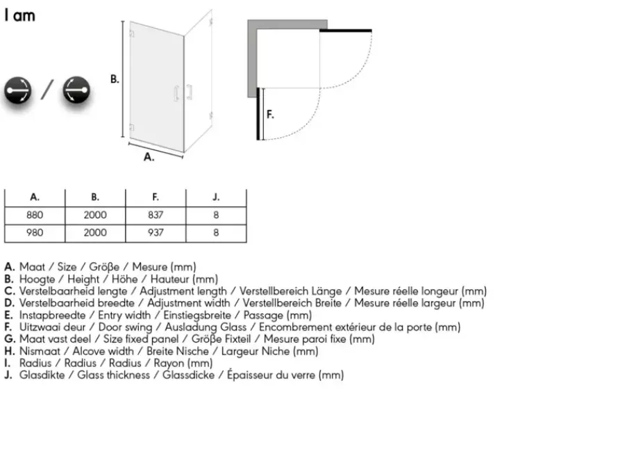 Sealskin Swingdeur voor Hoekinstap I AM 90x200 cm Zwart