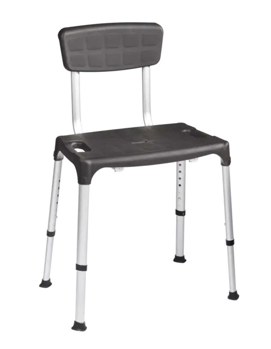 Secu care douchestoel Quatrro met rugleuning verstelbaar Hoogte 39-54 cm zwart