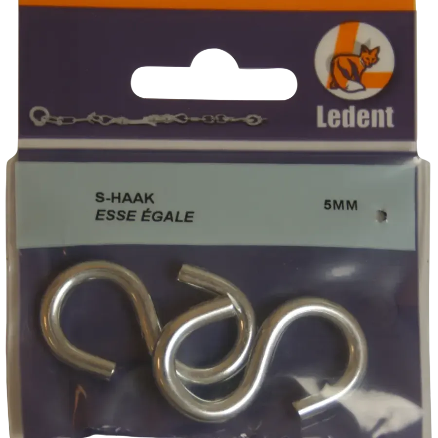 Ledent S-haak verzinkt 5 mm 2 stuks