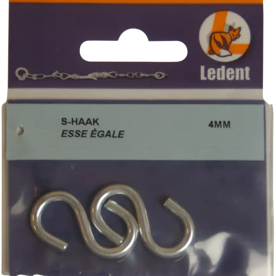 Ledent S-haak verzinkt 4 mm 2 stuks