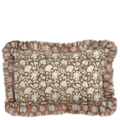 Geen Sierkussen bloemen donker bruin - l55xb35xh10cm