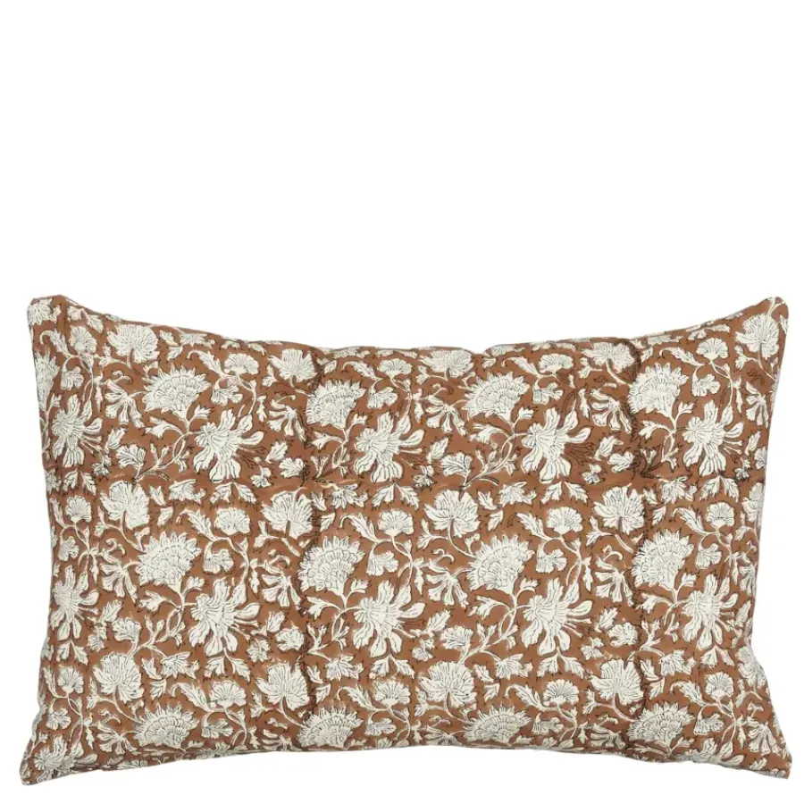 Geen Sierkussen bloemen donker bruin - l55xb35xh10cm