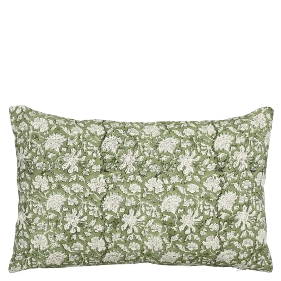 Geen Sierkussen bloemen groen - l55xb35xh10cm