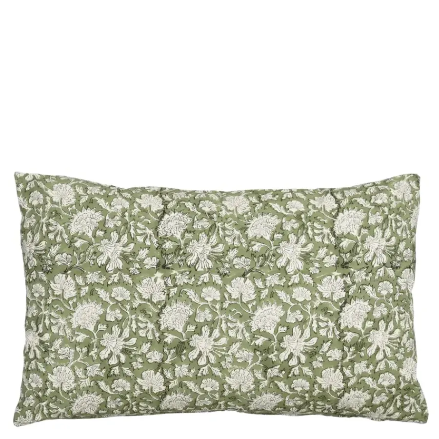 Geen Sierkussen bloemen groen - l55xb35xh10cm