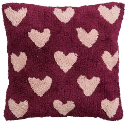 Geen Sierkussen hart donker roze - l45xb45xh10cm