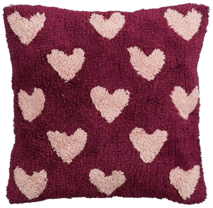 Geen Sierkussen hart donker roze - l45xb45xh10cm