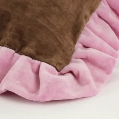 Geen Sierkussen katoen fluweel donker bruin - l67xb47xh10cm