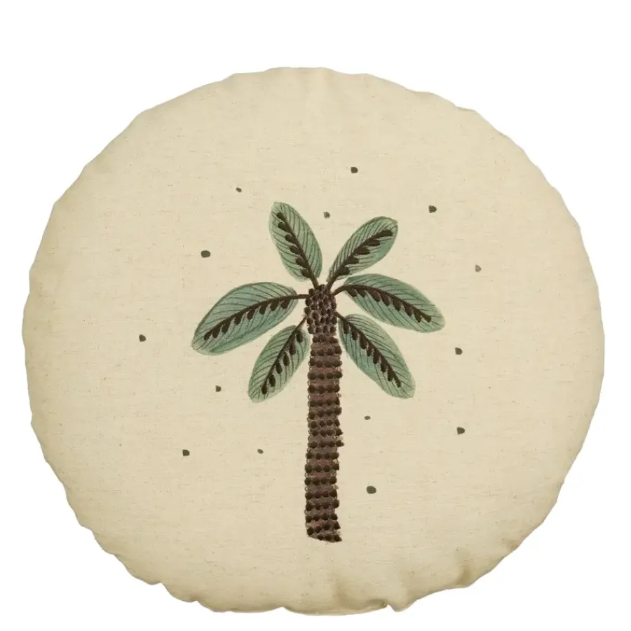 Geen Sierkussen palmboom rond groen - h10xd40cm