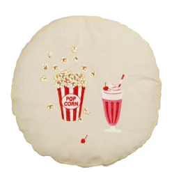 Geen Sierkussen rond popcorn roze - h10xd45cm