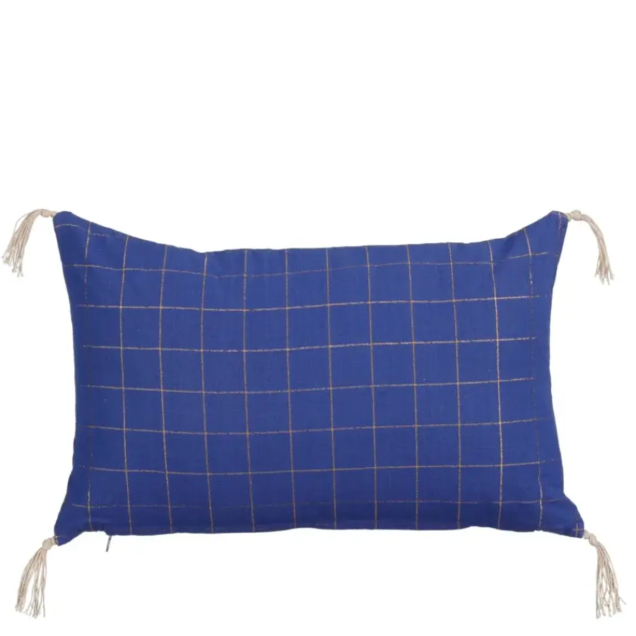 Geen Sierkussen ruit blauw - l55xb35xh10cm