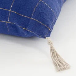 Geen Sierkussen ruit blauw - l55xb35xh10cm
