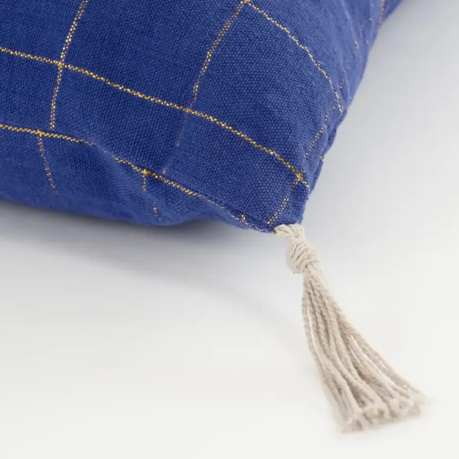 Geen Sierkussen ruit blauw - l55xb35xh10cm