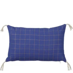Geen Sierkussen ruit blauw - l55xb35xh10cm