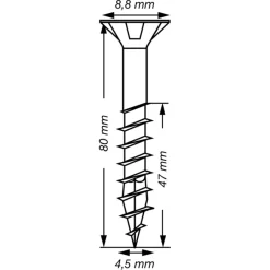SPAX schroef T-Star Plus geel 4,5x80 mm 150 stuks