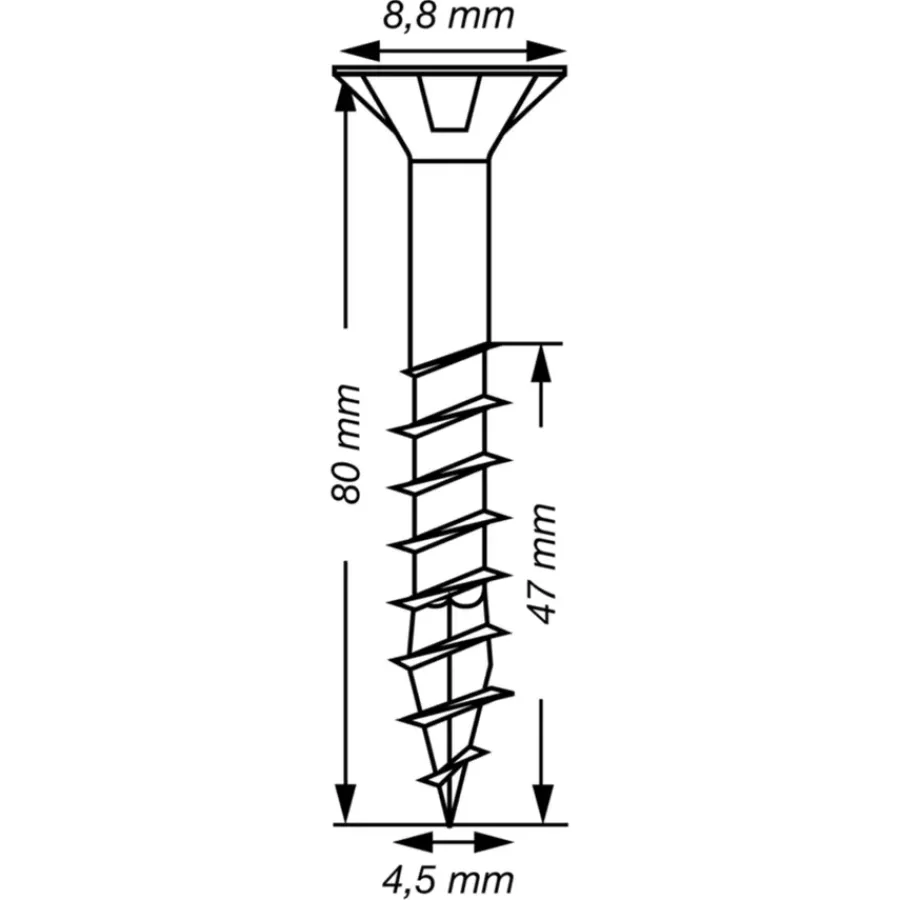 SPAX schroef T-Star Plus geel 4,5x80 mm 150 stuks