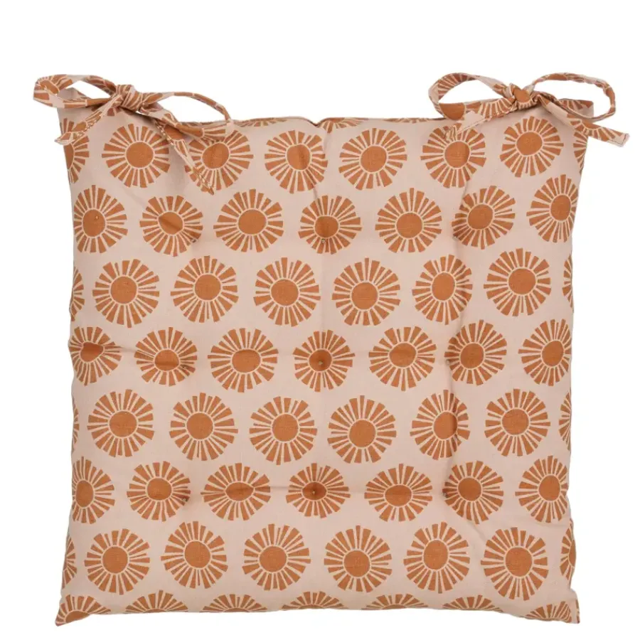 Geen Stoelkussen tuin katoen zon design oranje 40 x 40 x 5 cm