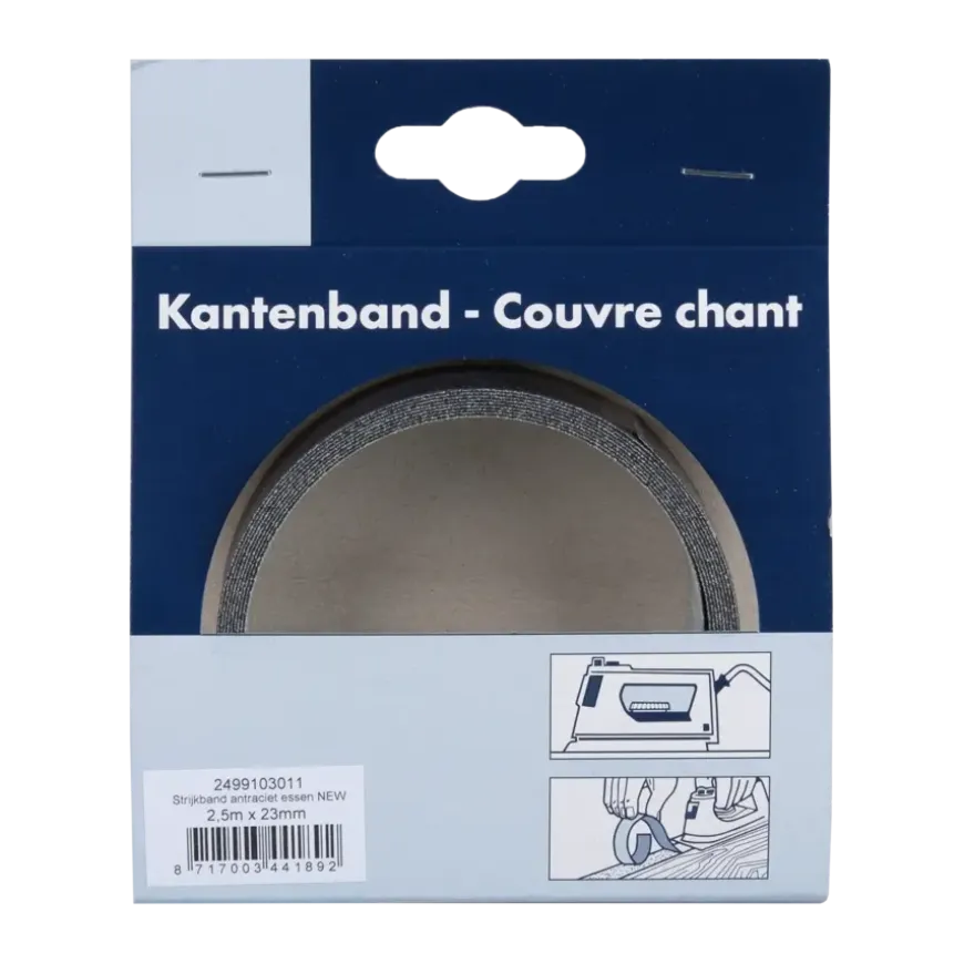 Strijkband antraciet essen 23 mm 2,5 m