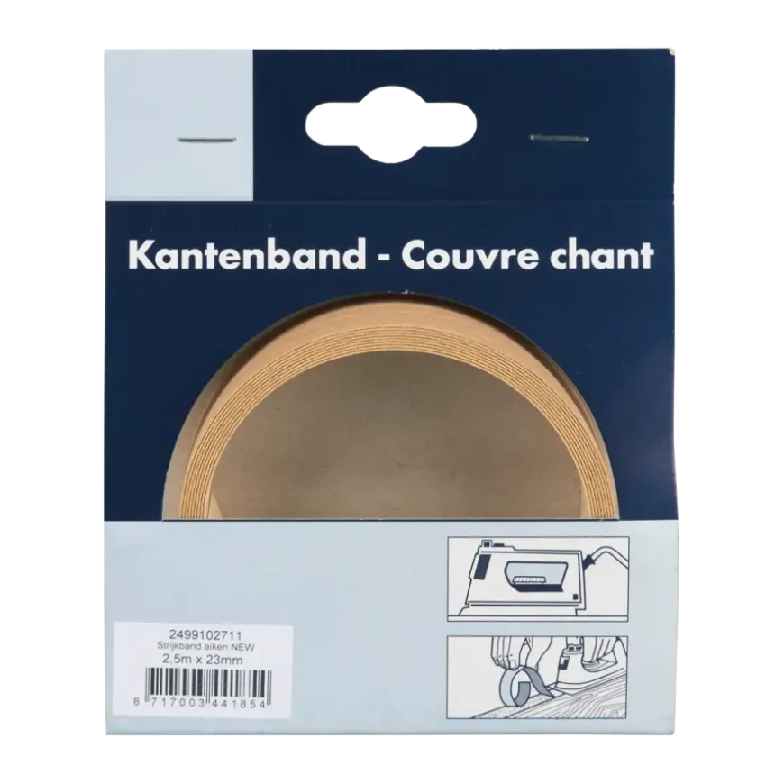 Strijkband licht eiken 23 mm 2,5 m