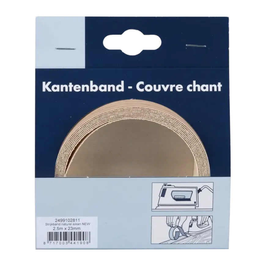 Strijkband naturel eiken 23 mm 2,5 m