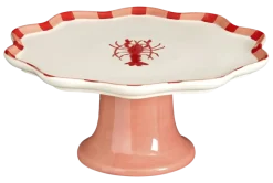 Geen Taartschaal op voet kreeft rood - l29xb27,5xh11cm