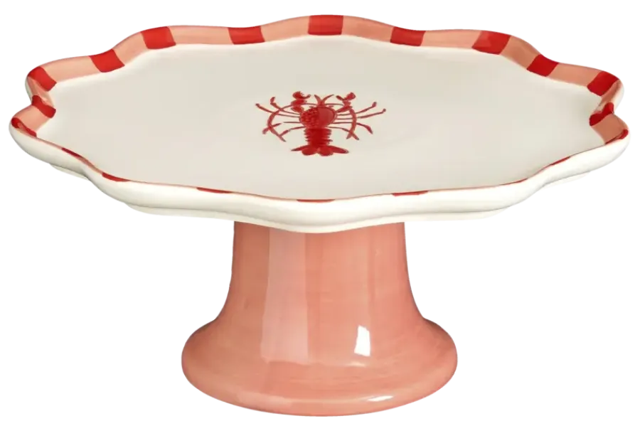 Geen Taartschaal op voet kreeft rood - l29xb27,5xh11cm