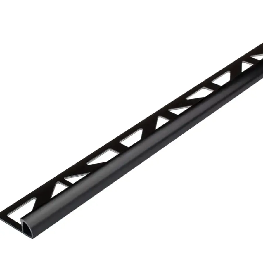 Geen Tegelprofiel kwartrond PVC zwart 10 mm 300 cm