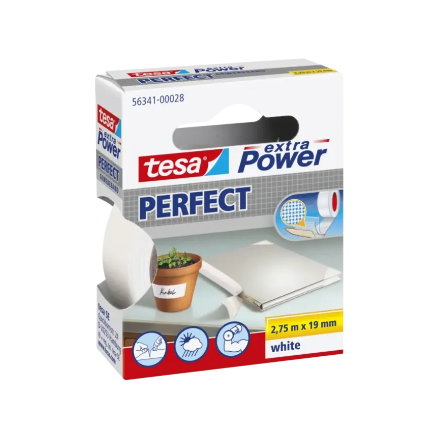Tesa Extra Power Perfect ducttape wit 19 mm x 2,75 m