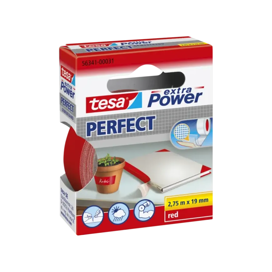 Tesa Extra Power Perfect ducttape rood 19 mm x 2,75 m