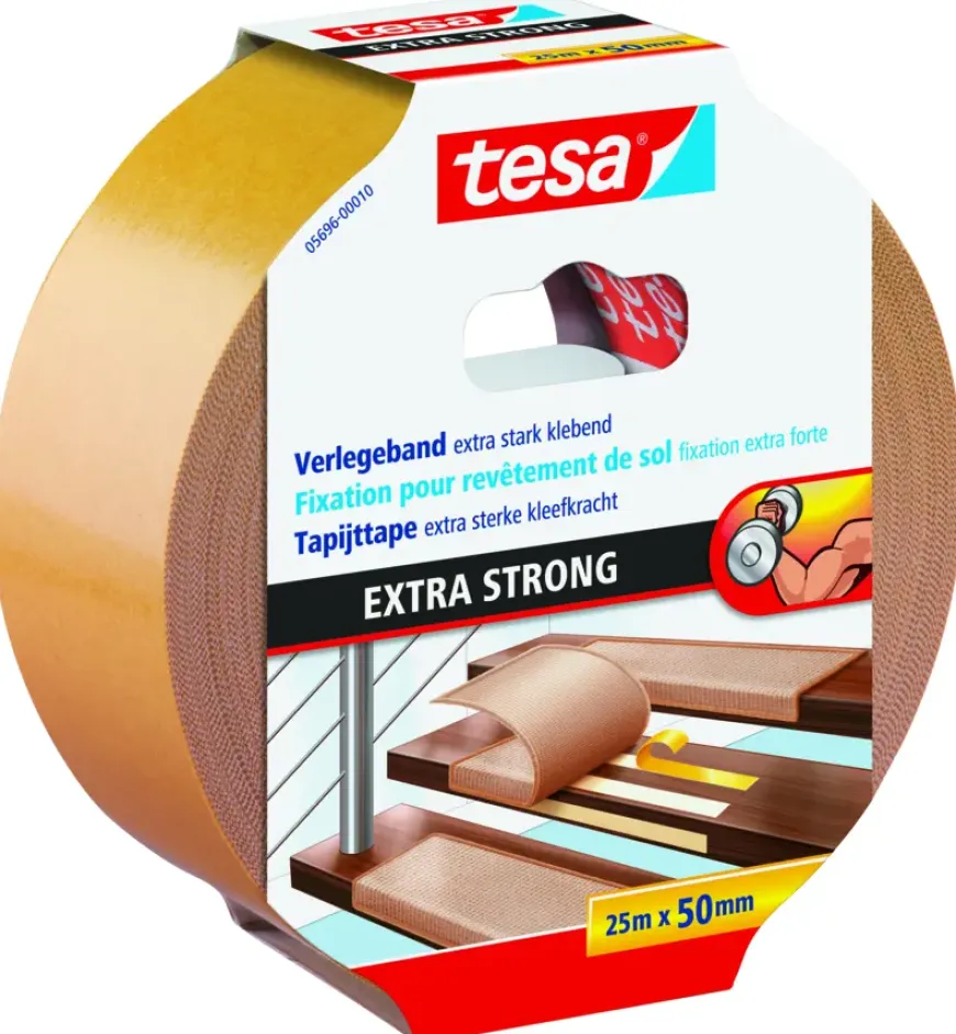 Tesa Extra Sterk tapijttape geel 25 m x 50 m