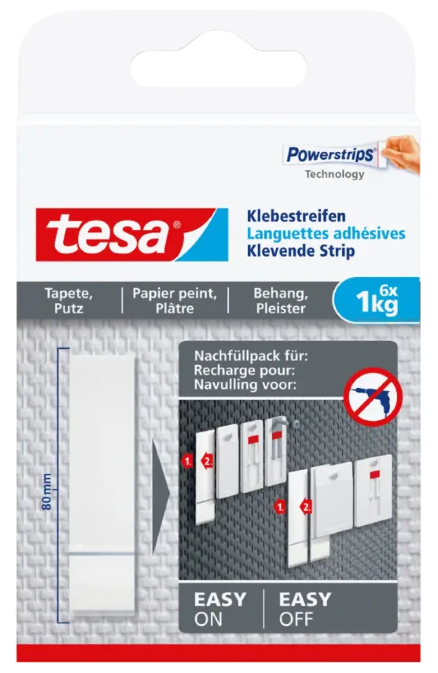 Tesa Klevende Strips voor Behang & Pleisterwerk 1 kg