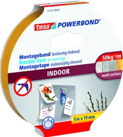 Tesa Powerbond Indoor montagetape dubbelzijdig wit 5 m x 19 mm