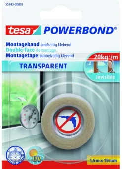 Tesa Powerbond montagetape transparant 1,5 m x 19 mm