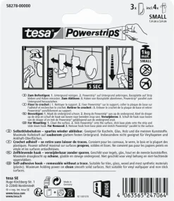 Tesa Powerstrips haken Small rechthoekig - draagkracht tot 1 kg - 3 stuks