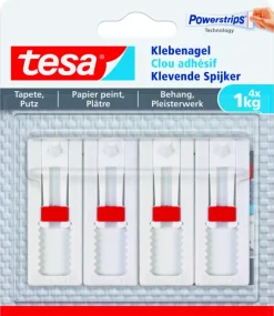 Tesa Powerstrips klevende spijker verstelbaar draagkracht 1 kg 4 stuks