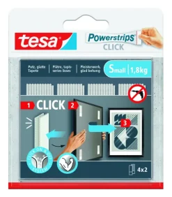 Tesa Powerstrips zelfklevende strip 4x2 stuks Small draagkracht 1.8KG